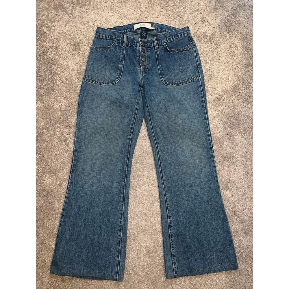 Women’s GAP Flare 100% Cotton Medium Wash Jeans 10 - Picture 3 of 10